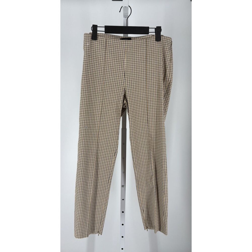Theory Women’s Plaid Slim Straight Pants – Neutral Check Trousers